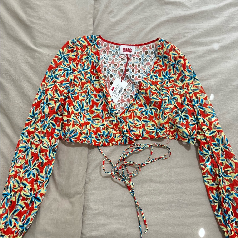 FARM Rio Colorful Floral Wrap Crop Top